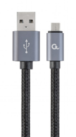Picture of Gembird Cotton braided Micro-USB cable with metal connectors 1.8m black blister CCB-mUSB2B-AMBM-6