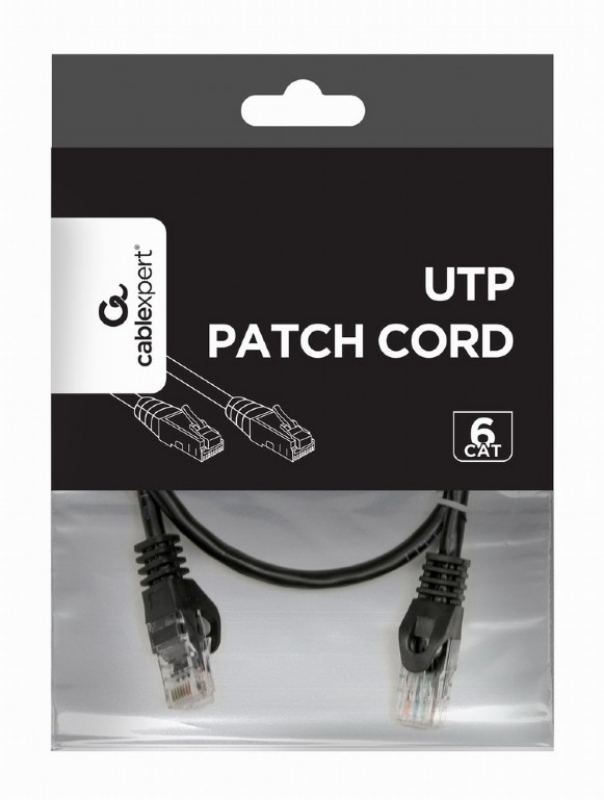 Picture of Gembird CAT6 UTP Patch cord 0.5m Black PP6U-0.5M/BK