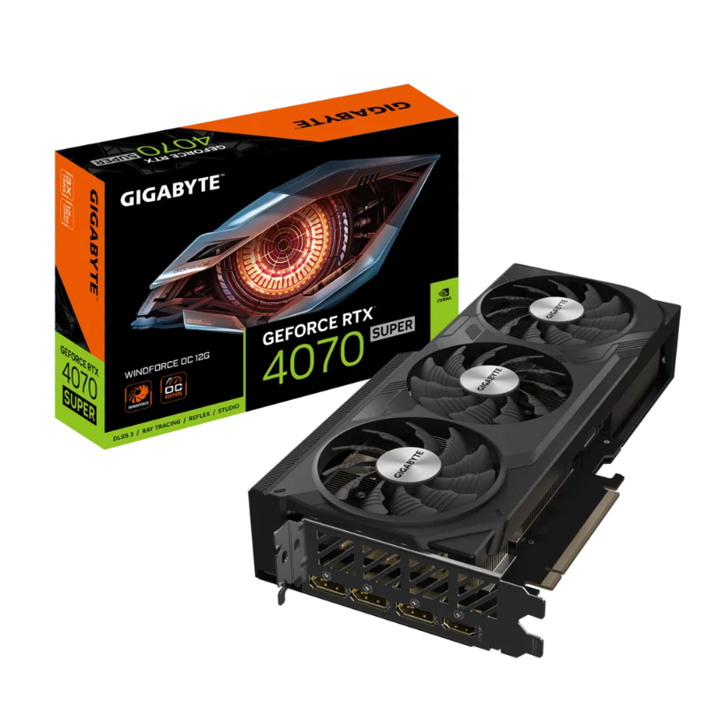 Picture of Gigabyte GeForce RTX4070 Super Windforce OC 12G Graphics Card GV-N407SWF3OC-12GD G10