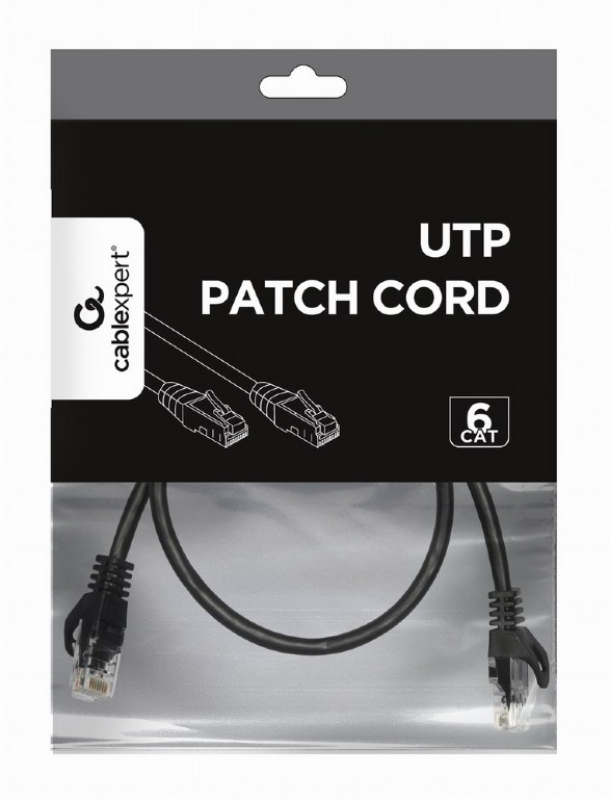 Picture of Gembird UTP Cat6 Patch cord, 0.25 m, Black PP6U-0.25M/BK