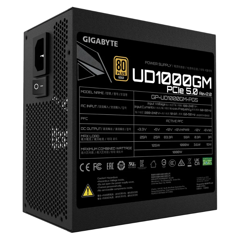 Picture of Gigabyte UD1000GM PG5 1000W 80 PLUS Gold Modular ATX Power Supply