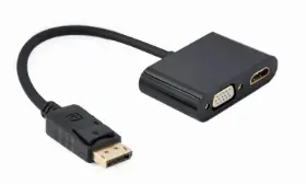Picture of Gembird Display Port male to HDMI female + VGA female adapter cable black A-DPM-HDMIFVGAF-01