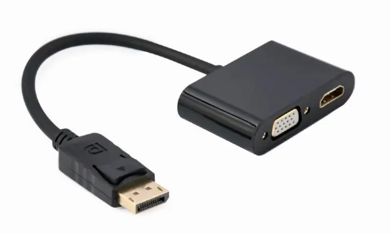 Picture of Gembird Display Port male to HDMI female + VGA female adapter cable black A-DPM-HDMIFVGAF-01