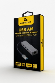 Picture of Gembird network adapter with 3-port USB 3.0 hub A-AMU3-LAN-01