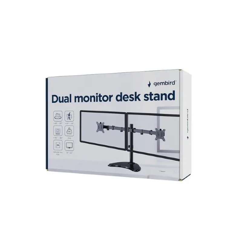 Picture of Gembird  Dual monitor desk stand  (rotate, tilt,swivel), 13”-32”   MS-D2ST-02