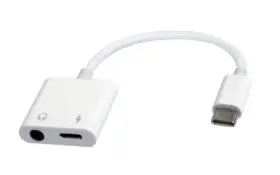 Picture of Gembird USB Type-C Plug to 3.5mm Stereo Audio Adapter Cable with extra power socket white A-CM-3.5FP-01