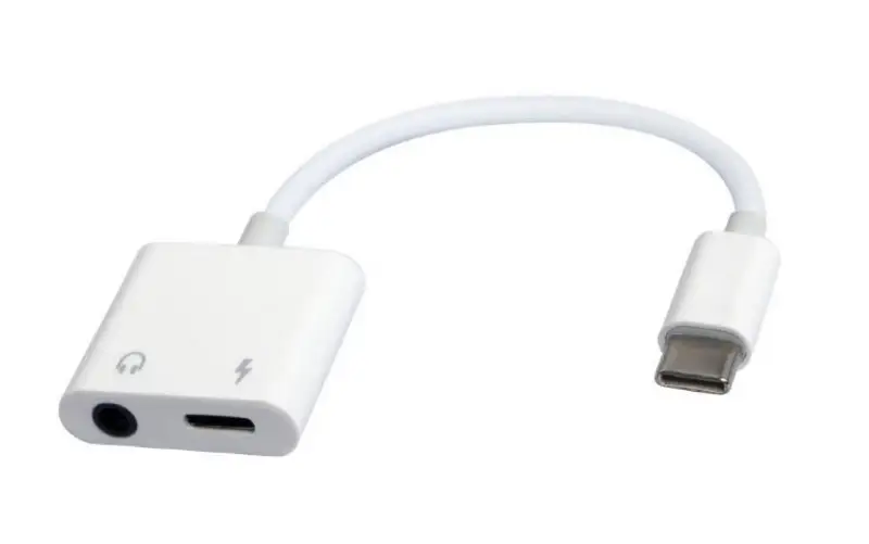 Picture of Gembird USB Type-C Plug to 3.5mm Stereo Audio Adapter Cable with extra power socket white A-CM-3.5FP-01
