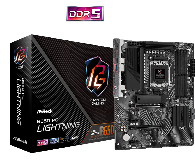 Picture of ASRock B650 PG Lightning AMD AM5 / B650 / 4×DDR5  motherboard