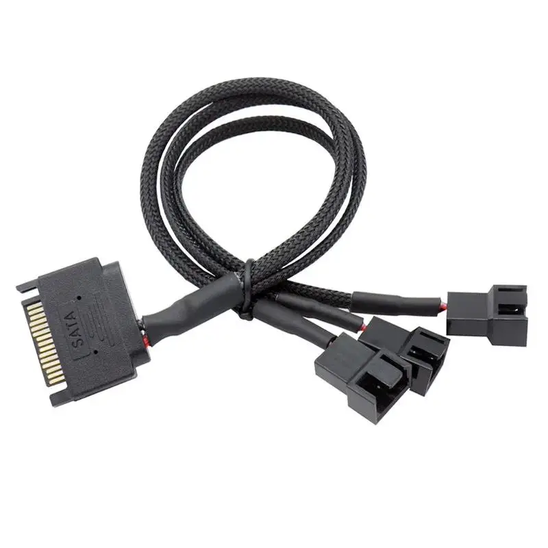 Picture of OEM Sleeved 27cm Cooler Cable SATA to 1Pin Fan with splitter Power Cable