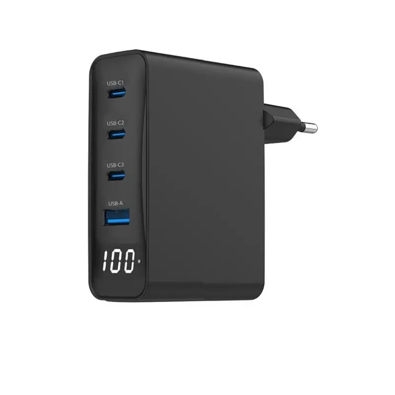 Picture of Gembird Charger Adapter  100W 4PORT GAN USB Fast  Charger,LCD,Black, TA-UC-PDQC100LCD-01-BK