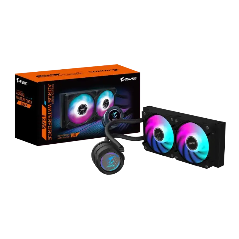 Picture of Gigabyte AORUS Waterforce II 240 G2 ARGB Liquid AIO Performance CPU Cooler - 240mm (2x120mm Fans)