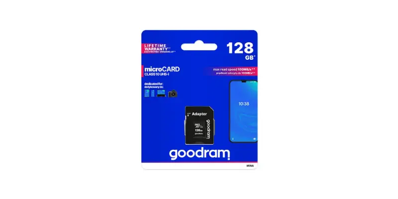 Picture of GOODRAM 128GB MicroSD Card class 10 UHS 1 + Adapter M1AA-1280R12
