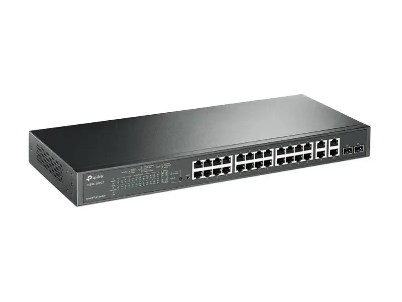 Picture of TP-Link T1500-28PCT (TL-SL2428P) Jetstream 24-Port 10/100Mbps+ 4-port Gigabit Smart PoE+ Switch