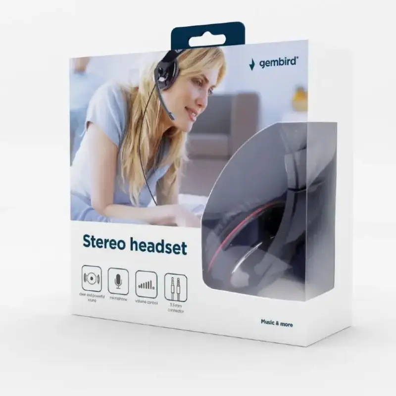 Picture of Gembird Stereo headset, glossy black MHS-001