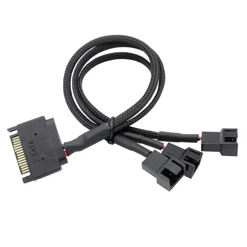 Picture of OEM Sleeved 27cm Cooler Cable SATA to 1Pin Fan with splitter Power Cable