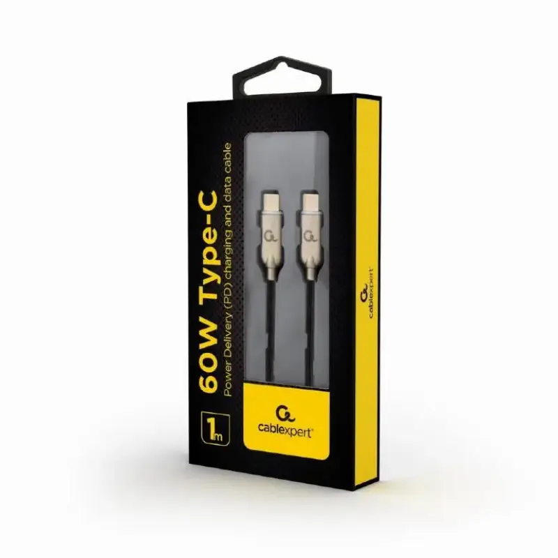 Picture of Gembird 60W Type-C Power Delivery Charging and Data Cable 1m Black CC-USB2PD60-CMCM-1M