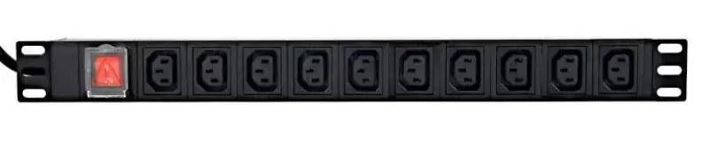 Picture of Gembird Power distribution unit x10 C13 sockets, 1U, 16A, C19 plug 2 m EG-PDU-10C132C19