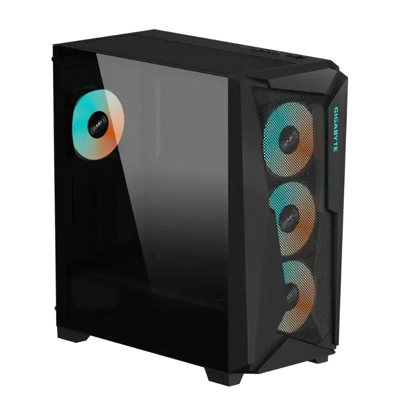 Picture of Gigabyte C301G V2 Mid Tower Tempered Glass +4x120mm ARGB Fans ATX Case Black
