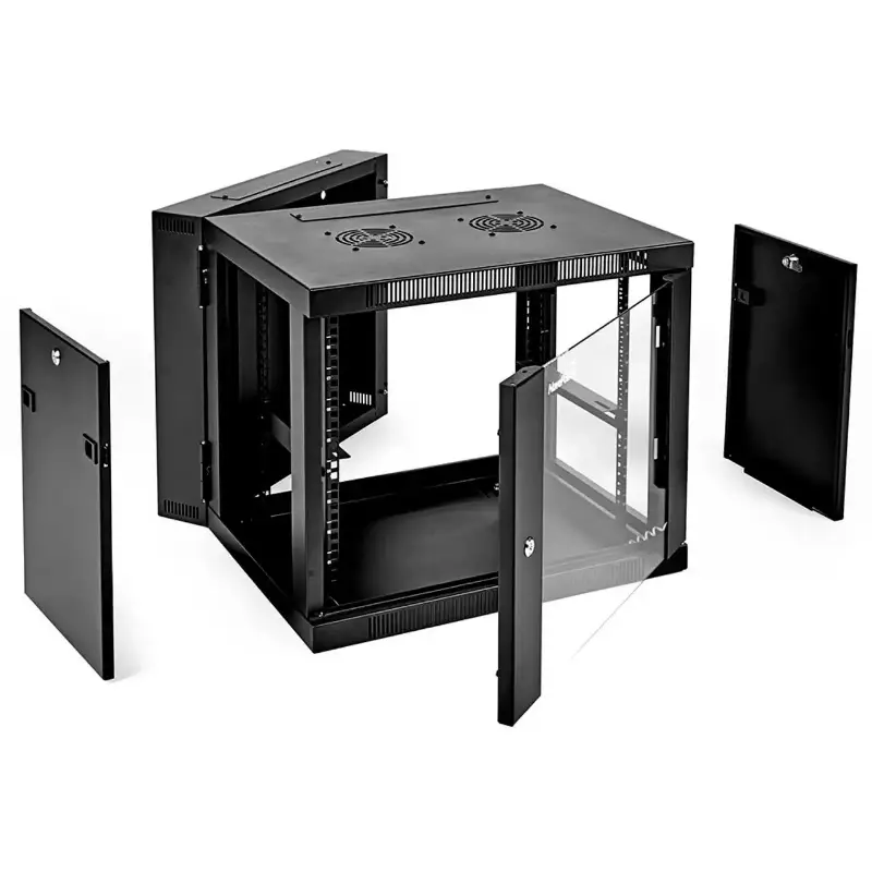 Picture of Marsriva Wall-mount Cabinet, Swing Frame,   600*(450+100)*9U 1*shelf,1*fan
