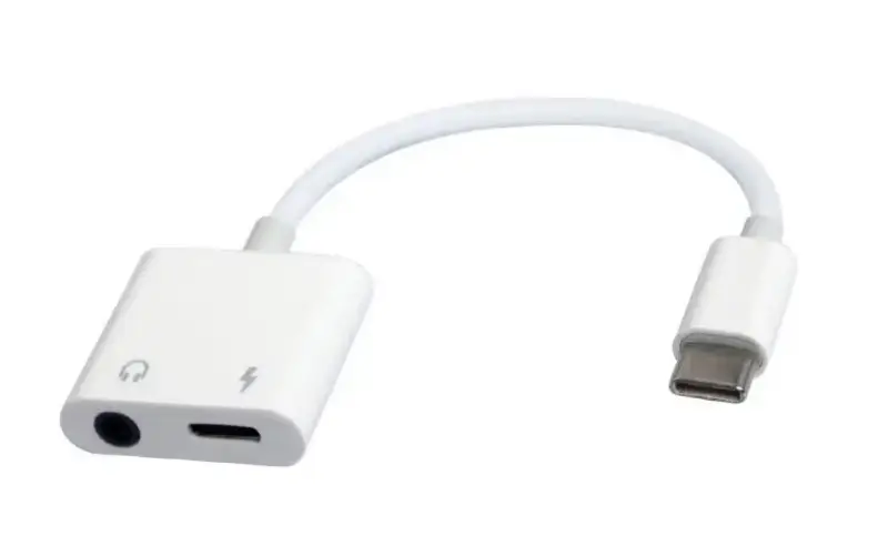 Picture of Gembird USB Type-C Plug to 3.5mm Stereo Audio Adapter Cable with extra power socket white A-CM-3.5FP-01