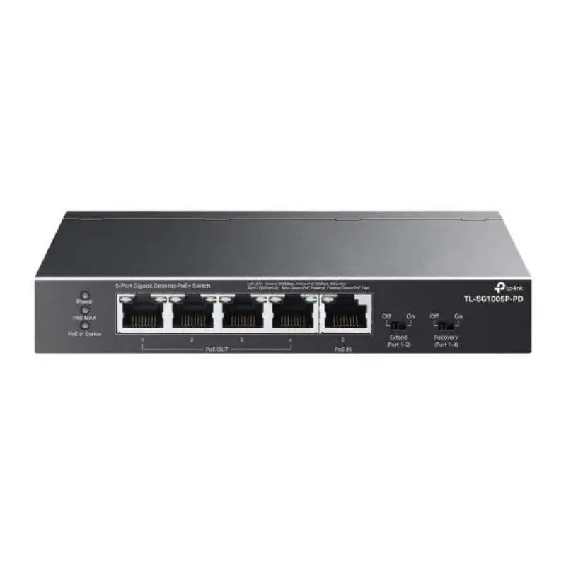 Picture of TP-Link TL-SG1005P-PD 5-Port Gigabit Desktop PoE+  Switch with 1-Port PoE In and 4-Port PoE+Out