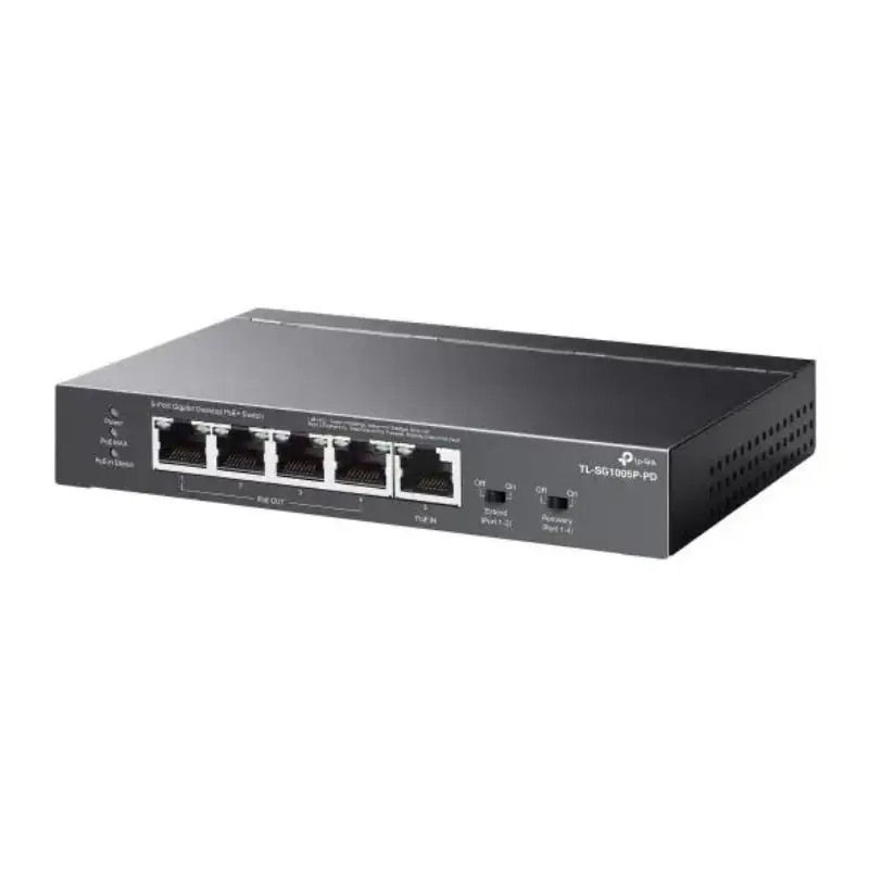 Picture of TP-Link TL-SG1005P-PD 5-Port Gigabit Desktop PoE+  Switch with 1-Port PoE In and 4-Port PoE+Out