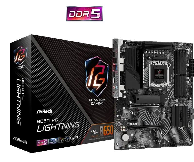 Picture of ASRock B650 PG Lightning AMD AM5 / B650 / 4×DDR5  motherboard