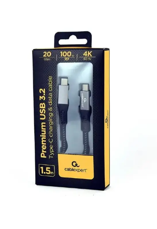 Picture of Gembird Premium USB 3.2 Gen 2x2 Type C charging and data cable 100W, 1.5M CCBP-USB3-CMCM100-1.5M