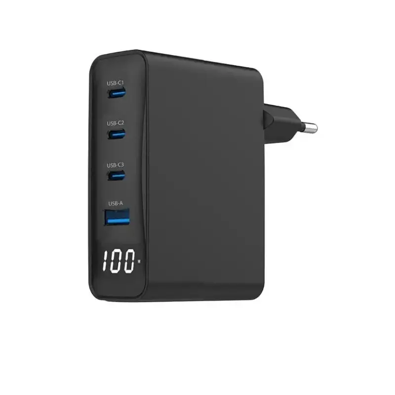 Picture of Gembird Charger Adapter  100W 4PORT GAN USB Fast  Charger,LCD,Black, TA-UC-PDQC100LCD-01-BK