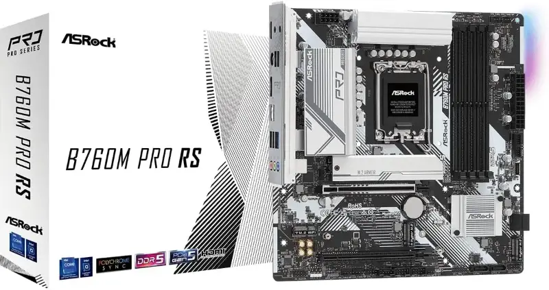 Picture of ASRock B760M Pro RS Intel S1700 DDR5 PCIe  PCIe 4.0 3x M.2 2.5GbE Full ATX Motherboard