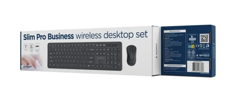 Picture of Gembird  Slim Pro Business wireless desktop set Black,US Layout KBS-WPS-01