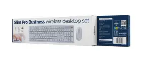 Picture of Gembird  Slim Pro Business wireless desktop set  white,US Layout  KBS-WPS-01-W