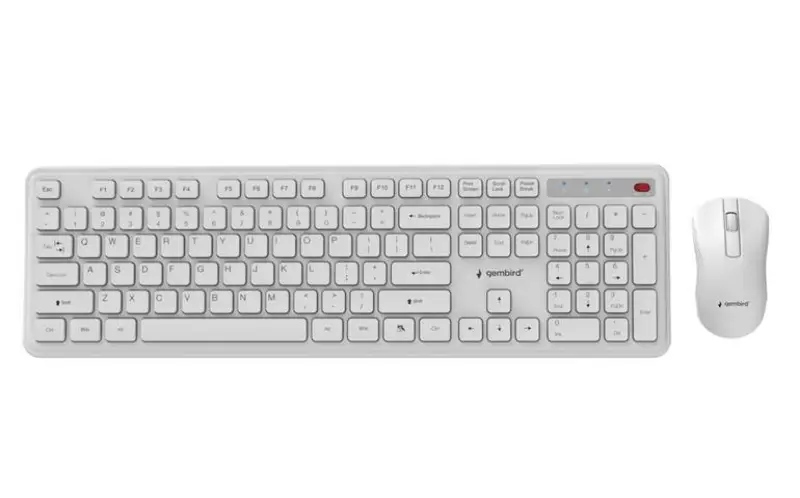 Picture of Gembird  Slim Pro Business wireless desktop set  white,US Layout  KBS-WPS-01-W