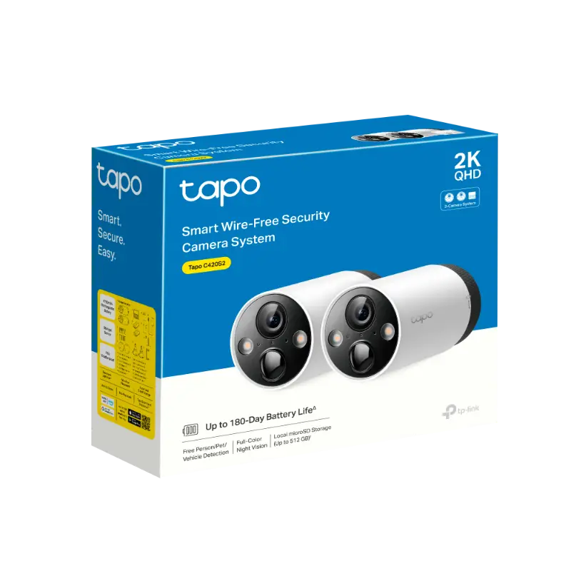 Picture of TP-Link Tapo C420S2 Tapo Smart Wire-Free Security 2x Camera System 2K
