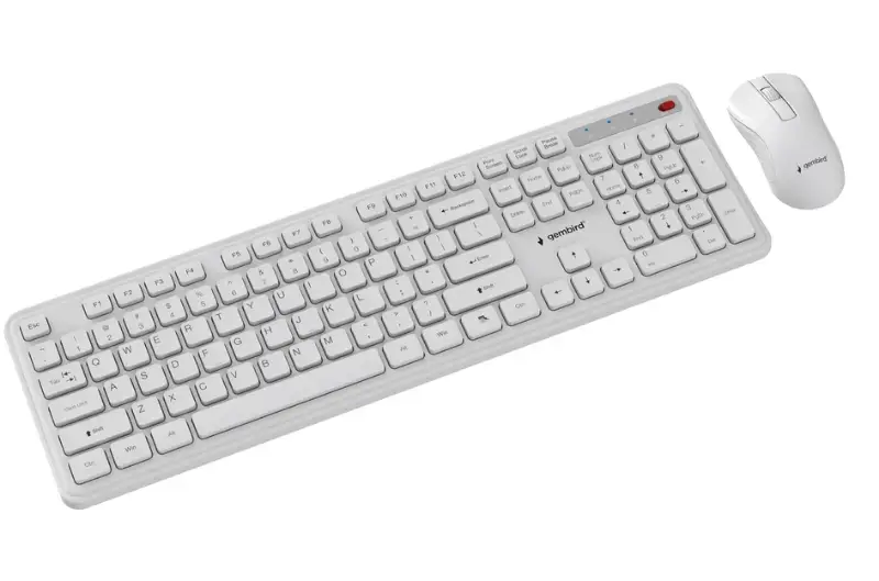 Picture of Gembird  Slim Pro Business wireless desktop set  white,US Layout  KBS-WPS-01-W