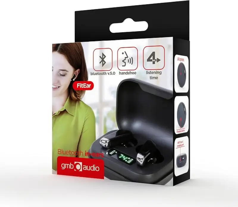 Picture of Gembird Bluetooth TWS in-ears FitEar, black   FitEar-X300B