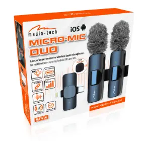 Picture of MICRO-MIC DUO – 2x Wireless Lavalier Microphones (set), Clip-on, iOS & Android (OTG), USB-C, mini, ultra-sensitive.USB-C & LIGHTNING