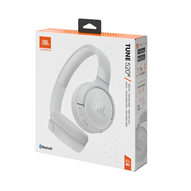 Picture of JBL Tune 520BT Bluetooth Wireless On-Ear Headphone White