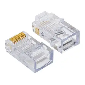Picture of TapeCom Universal RJ45 8P8C Pass-Through UTP Plug Max 23AWG 100pcs/bag 3μ gold plated